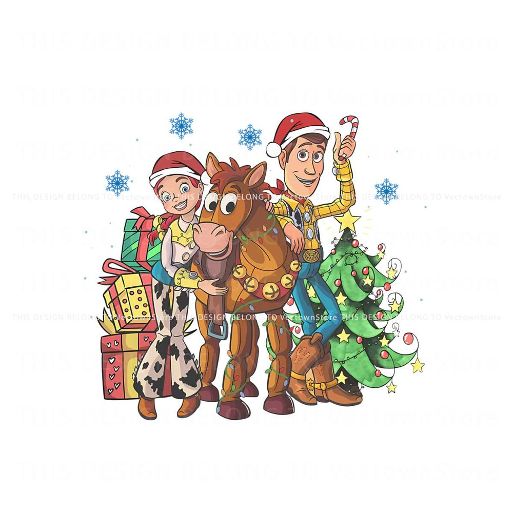 Pixar Toy Story Christmas Jessie Woody PNG Sublimation.jpg
