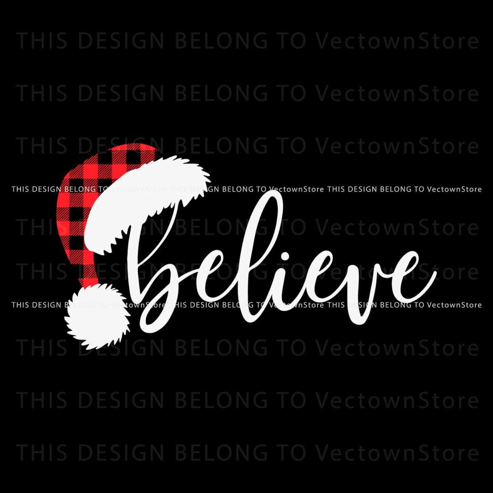 Retro Believe Christmas Santa Hat SVG Cutting Digital File.jpg