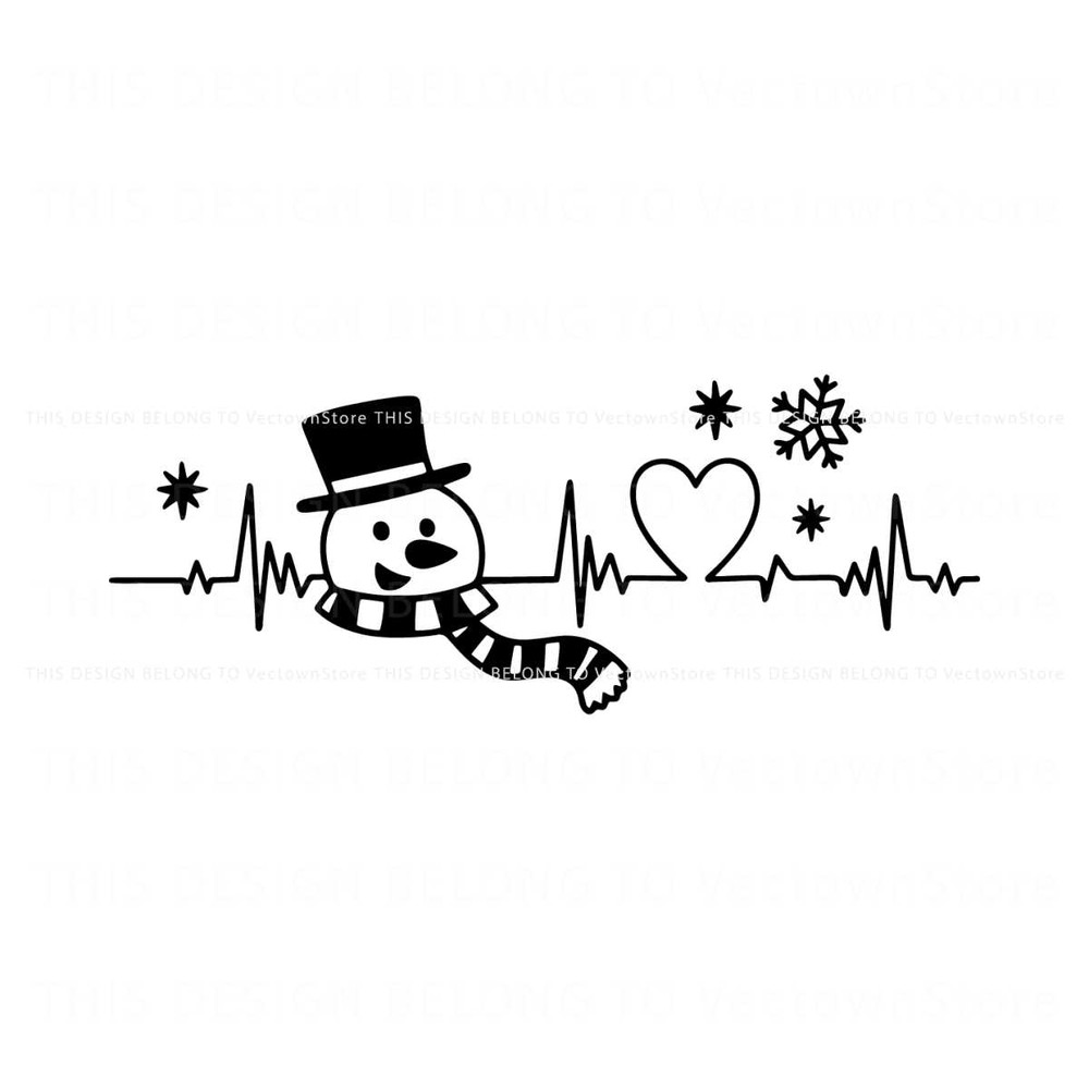 Retro Christmas Heartbeat Snowman SVG Digital Cricut File.jpg