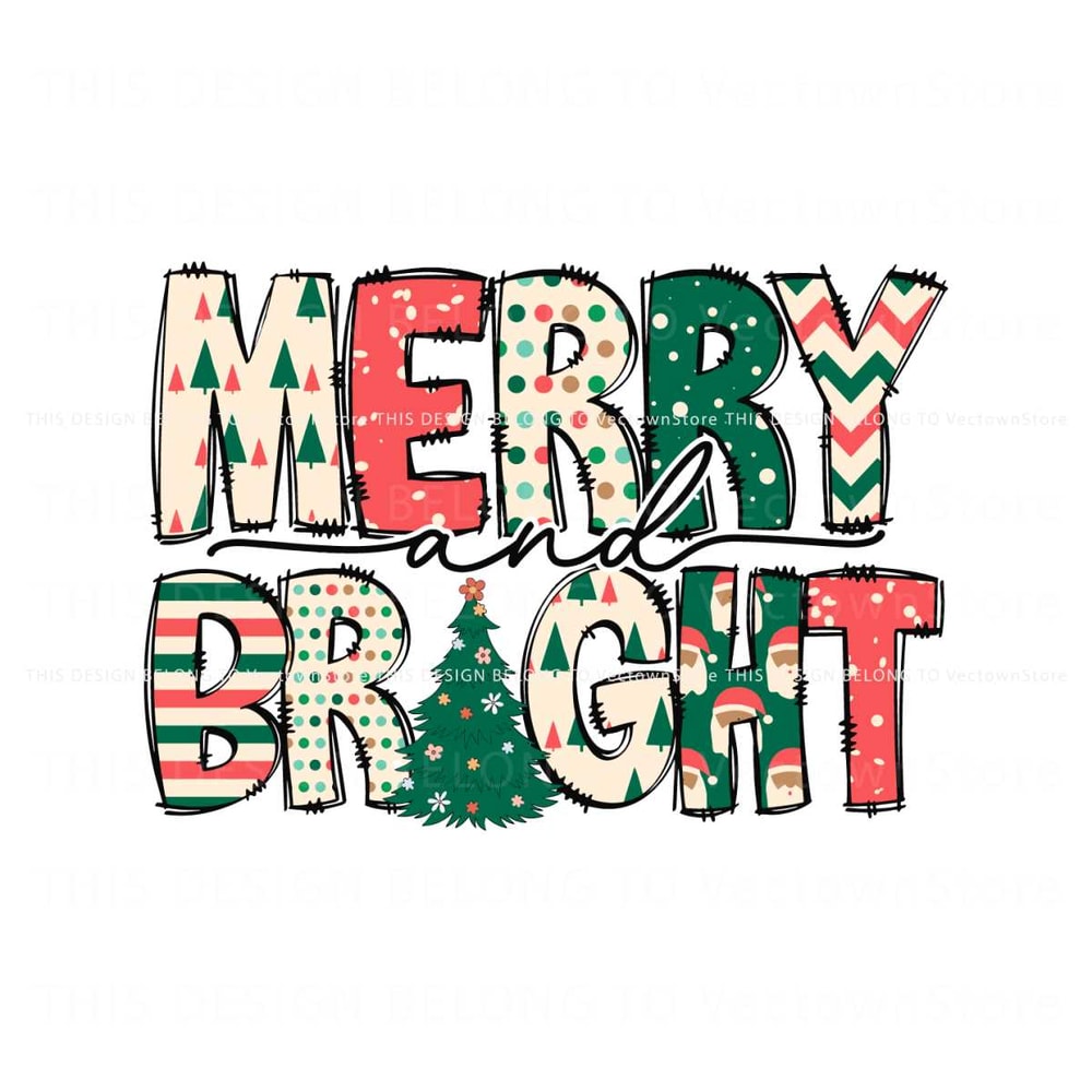 Retro Christmas Tree Merry And Bright SVG Cricut Files.jpg