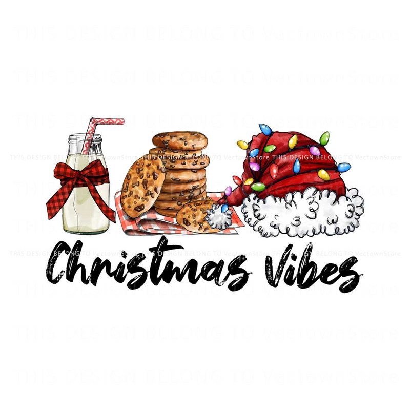 Retro Christmas Vibes Santa Hat And Biscuit PNG Download.jpg