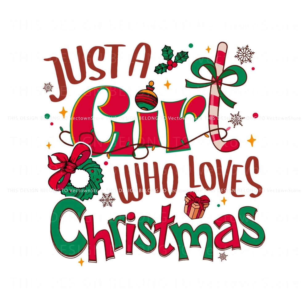 Retro Just A Girl Who Loves Christmas SVG File For Cricut.jpg