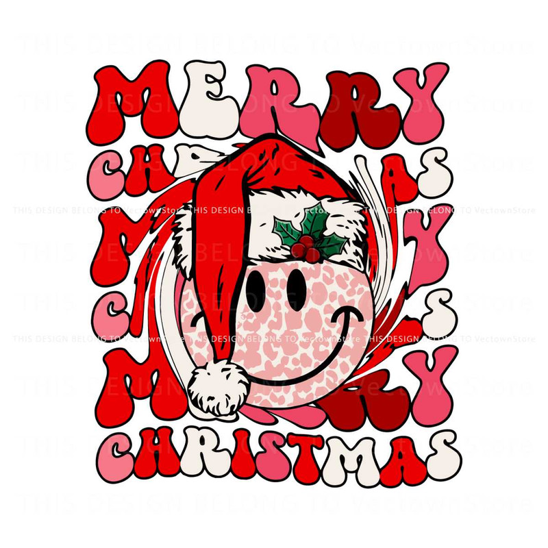 Retro Merry Christmas Smiley Face SVG Graphic Design File.jpg