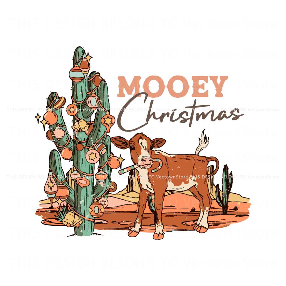 Retro Vintage Mooey Western Christmas Cow SVG File.jpg
