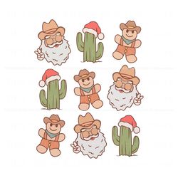 Retro Western Christmas Cactus Santa Vibes SVG Download, Trending Digital File