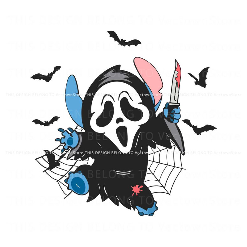 Stitch Scream Halloween Ghost Face SVG Graphic Design File.jpg