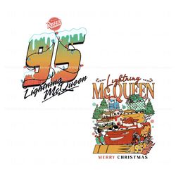 vintage 95 lightning mcqueen christmas svg design file, trending digital file