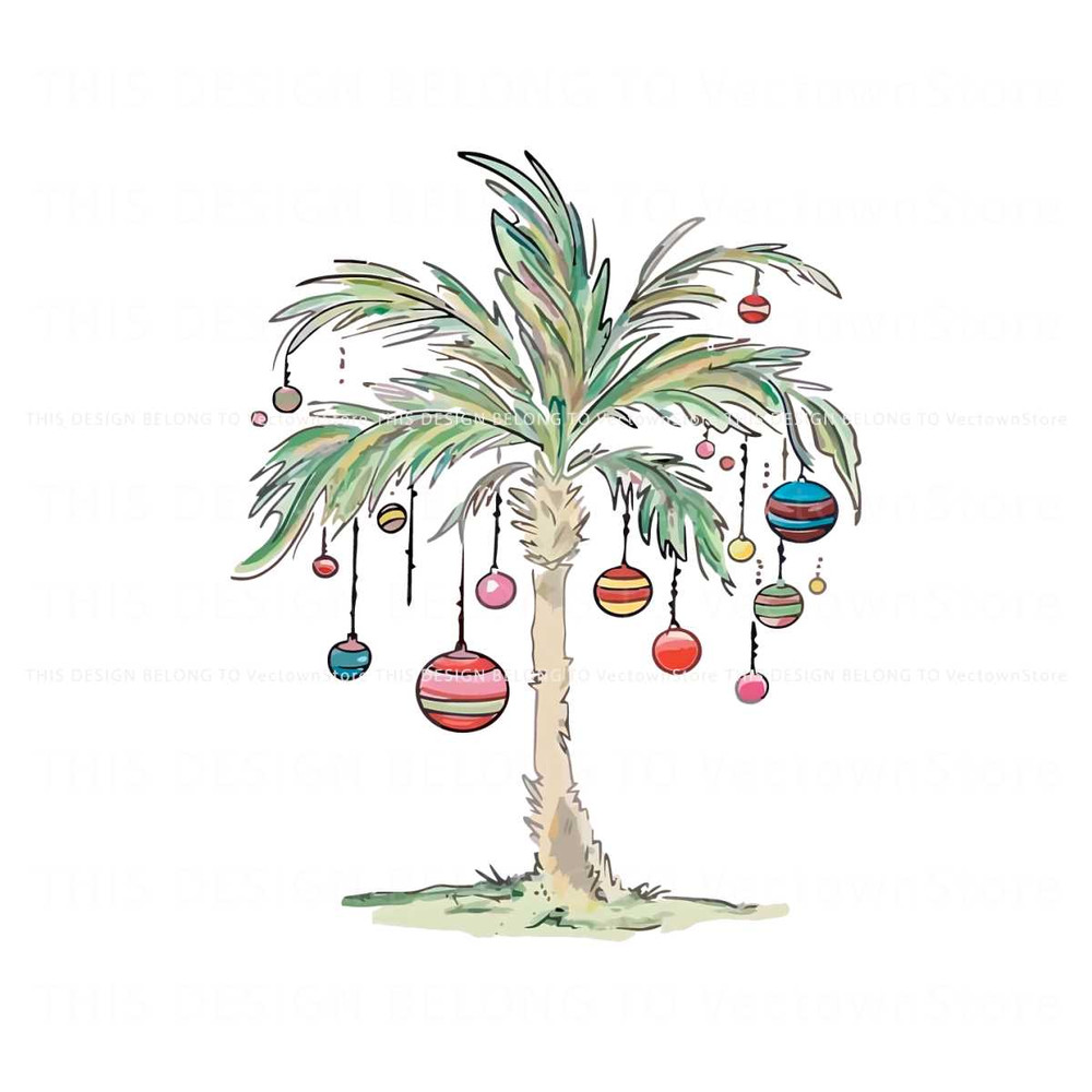 Vintage Christmas Palm Tree Holiday Vacation PNG Download.jpg