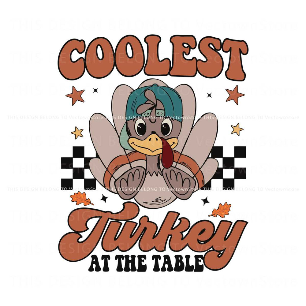 Vintage Coolest Turkey At The Table SVG Digital Cricut File.jpg