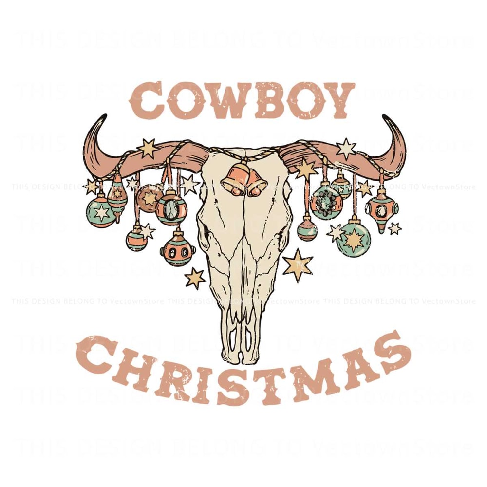 Vintage Cowboy Christmas Highland Cow SVG Download.jpg