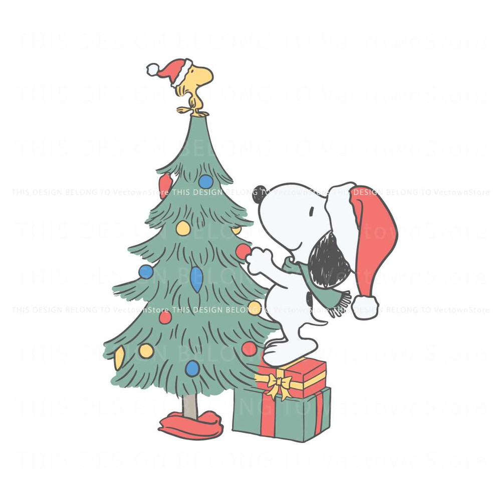 Vintage Peanuts Dog Christmas Tree SVG For Cricut Files.jpg