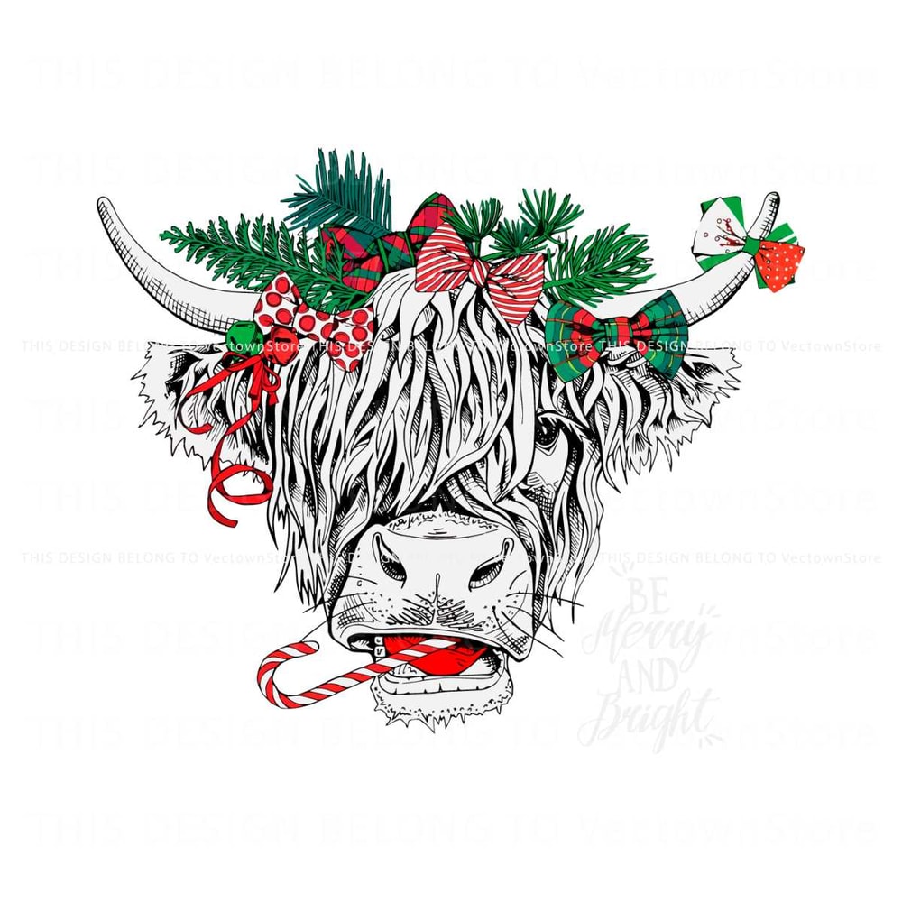 Western Christmas Highland Cow SVG Cutting Digital File.jpg