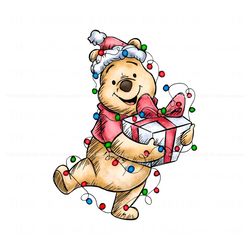 winnie the pooh christmas light png sublimation download, trending digital file