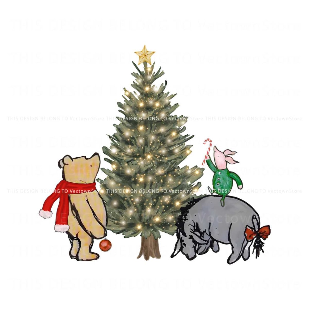 Winnie the Pooh Christmas Piglet And Eeyore PNG File.jpg