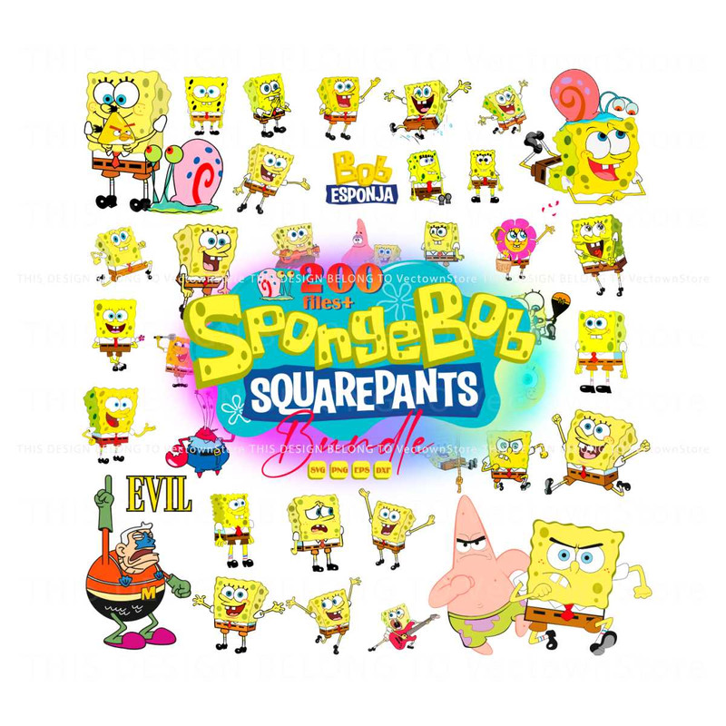 200 Files Spongebob Cartoon SVG Bundle Digital Files.jpg