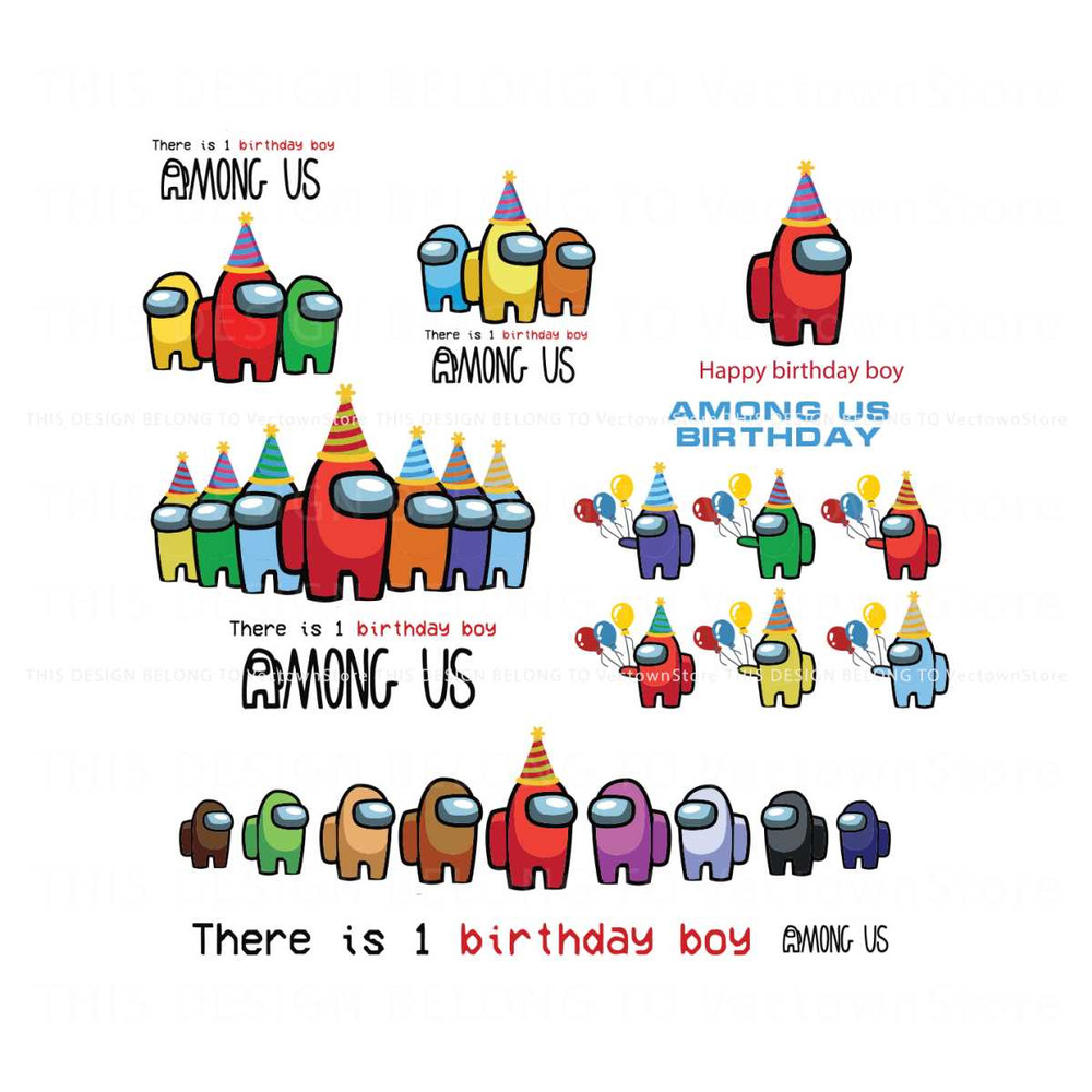 Among Us Birthday Bundle Svg Best Design SVG Digital File.jpg