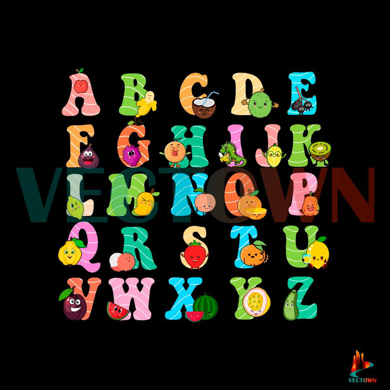Back To School Cute Fruits Alphabet SVG Graphic Design File.jpg