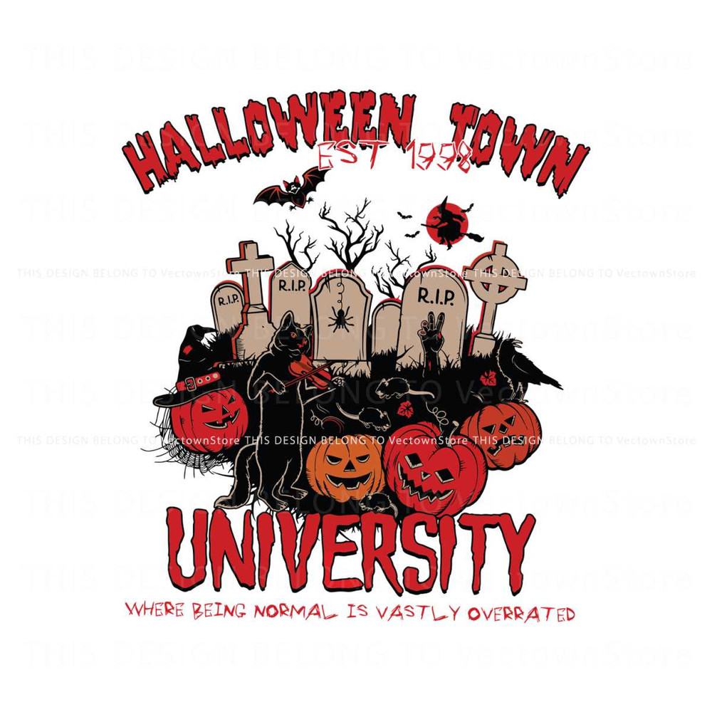 Black Cat Halloween Town University SVG Cutting Digital File.jpg