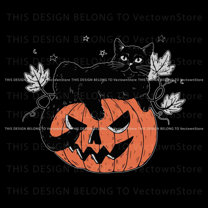 Black Cat on Pumpkin Happy Halloween SVG Digital Cricut File.jpg