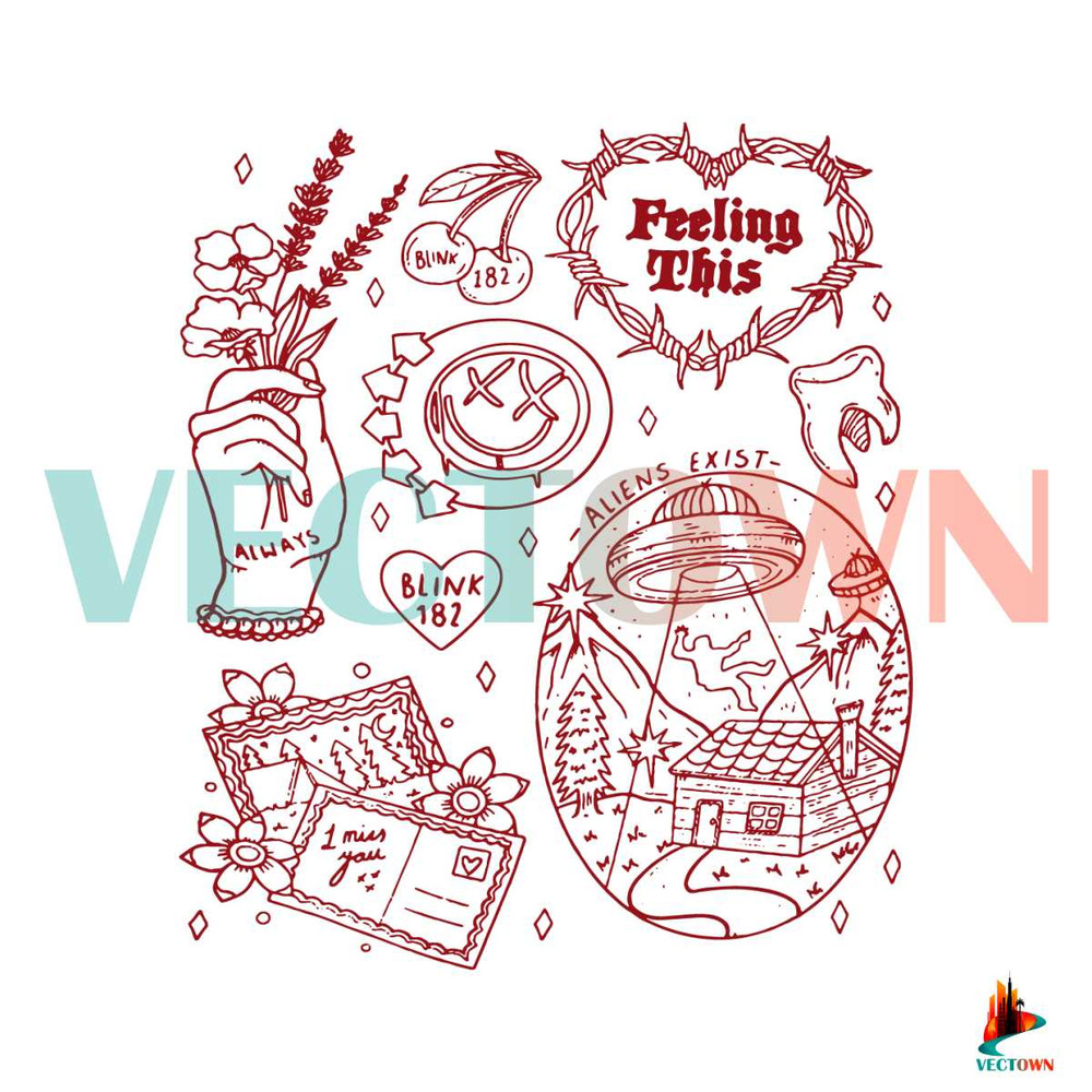 Blink 182 Doodle Art SVG Vintage Lyric Album SVG Cricut File.jpg