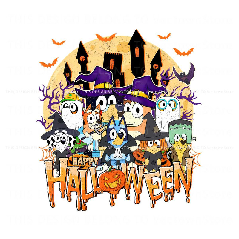 Bluey And Friends Happy Halloween PNG Sublimation.jpg