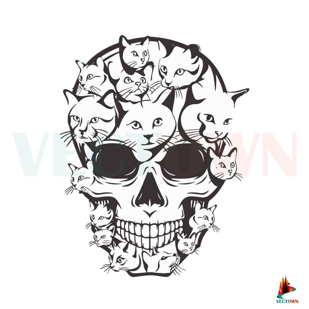 Cat Skull SVG File, Skull Svg, Cat Svg, Kitten Svg, Horror Svg.jpg