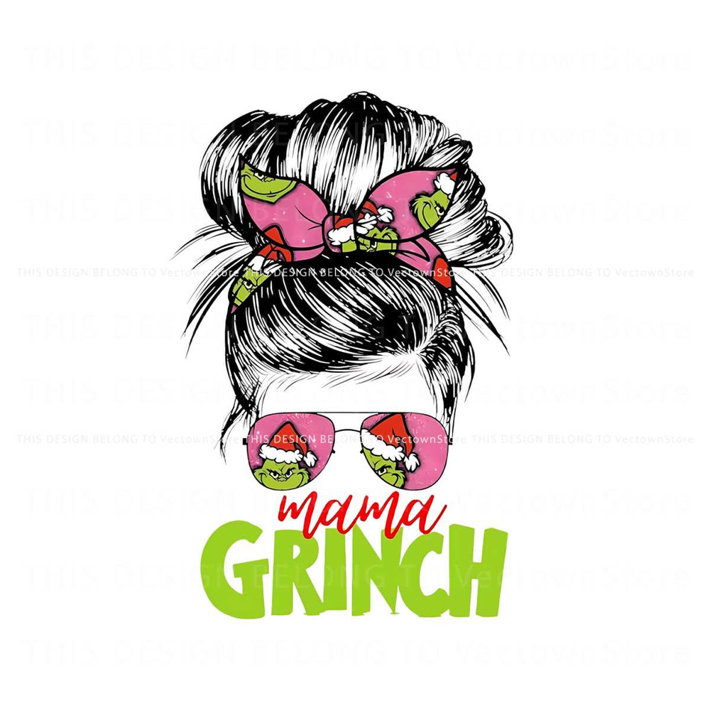 Christmas Messy Bun Mama Grinch SVG File For Cricut.jpg