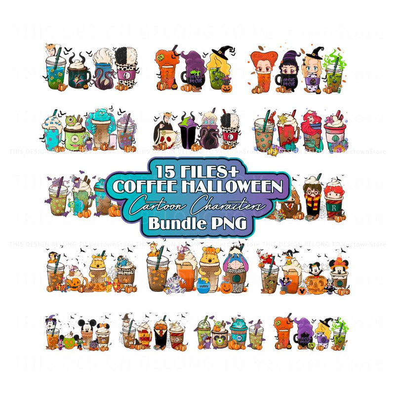 Coffee Halloween Cartoon Characters Bundle PNG Download.jpg
