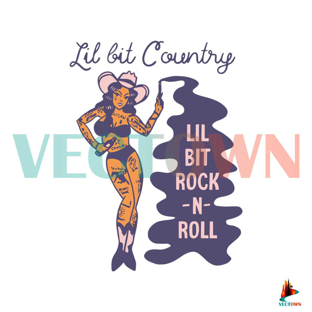 Cowgirl Pinup Girl Country Lit Bit Rock n Roll SVG Cutting File.jpg