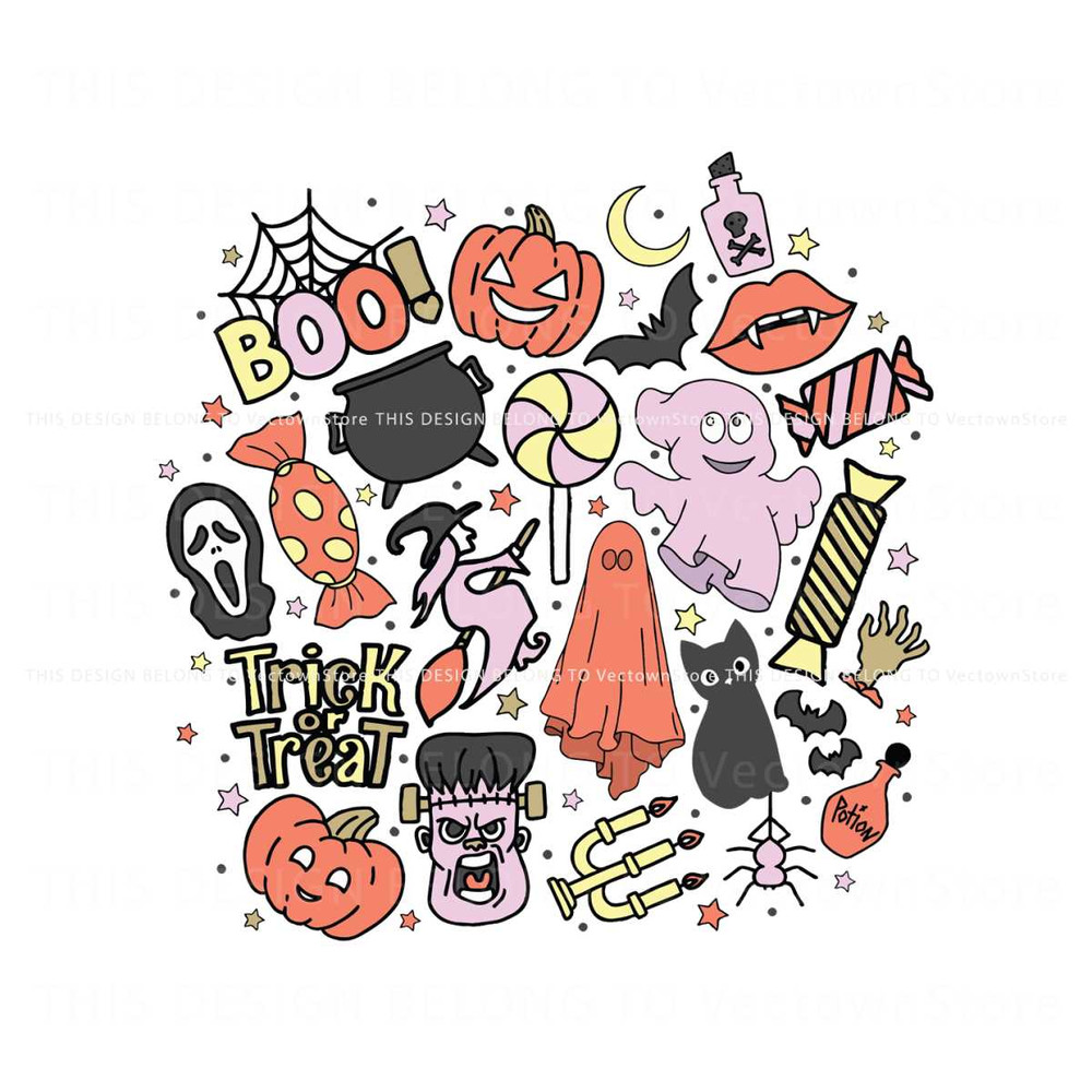 Cute Boo Halloween Trick Treat SVG Graphic Design File.jpg