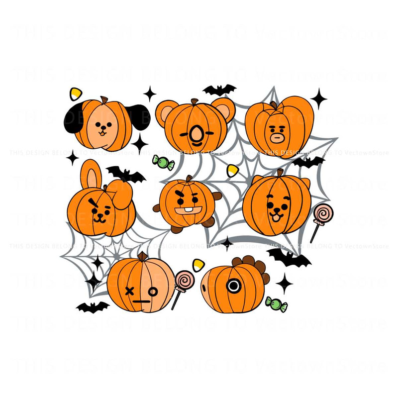 Cute BT21 Characters Halloween Pumpkin SVG Cricut File.jpg
