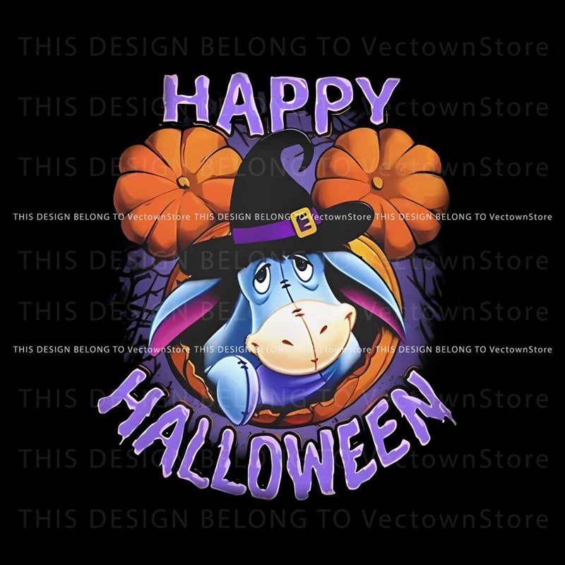 Cute Eeyore Walt Disney Happy Halloween PNG Download.jpg
