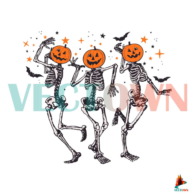 Dancing Skeleton Halloween SVG Pumpkin Halloween SVG File.jpg