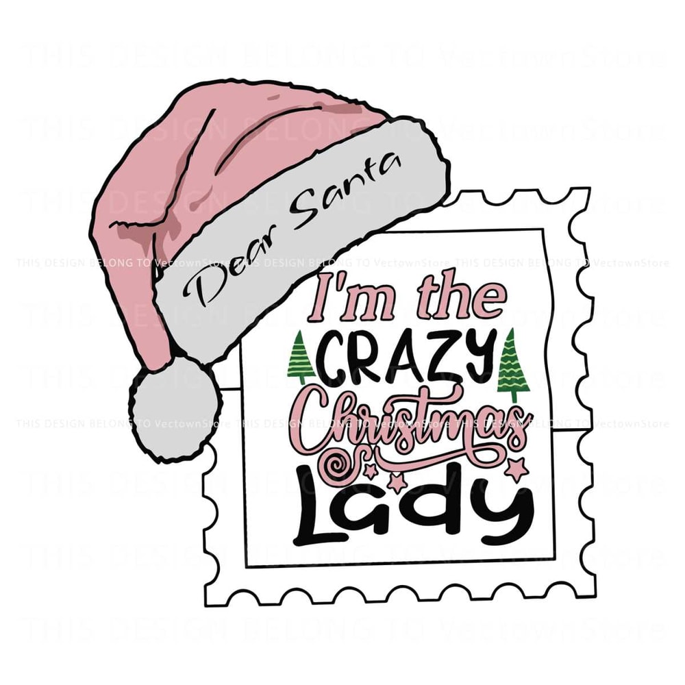 Dear Santa Crazy Christmas Lady Pin Santa Hat SVG Cricut File.jpg