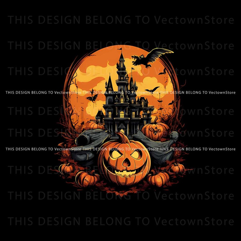 Disney Castle Halloween PNG Horror Pumpkin PNG File.jpg