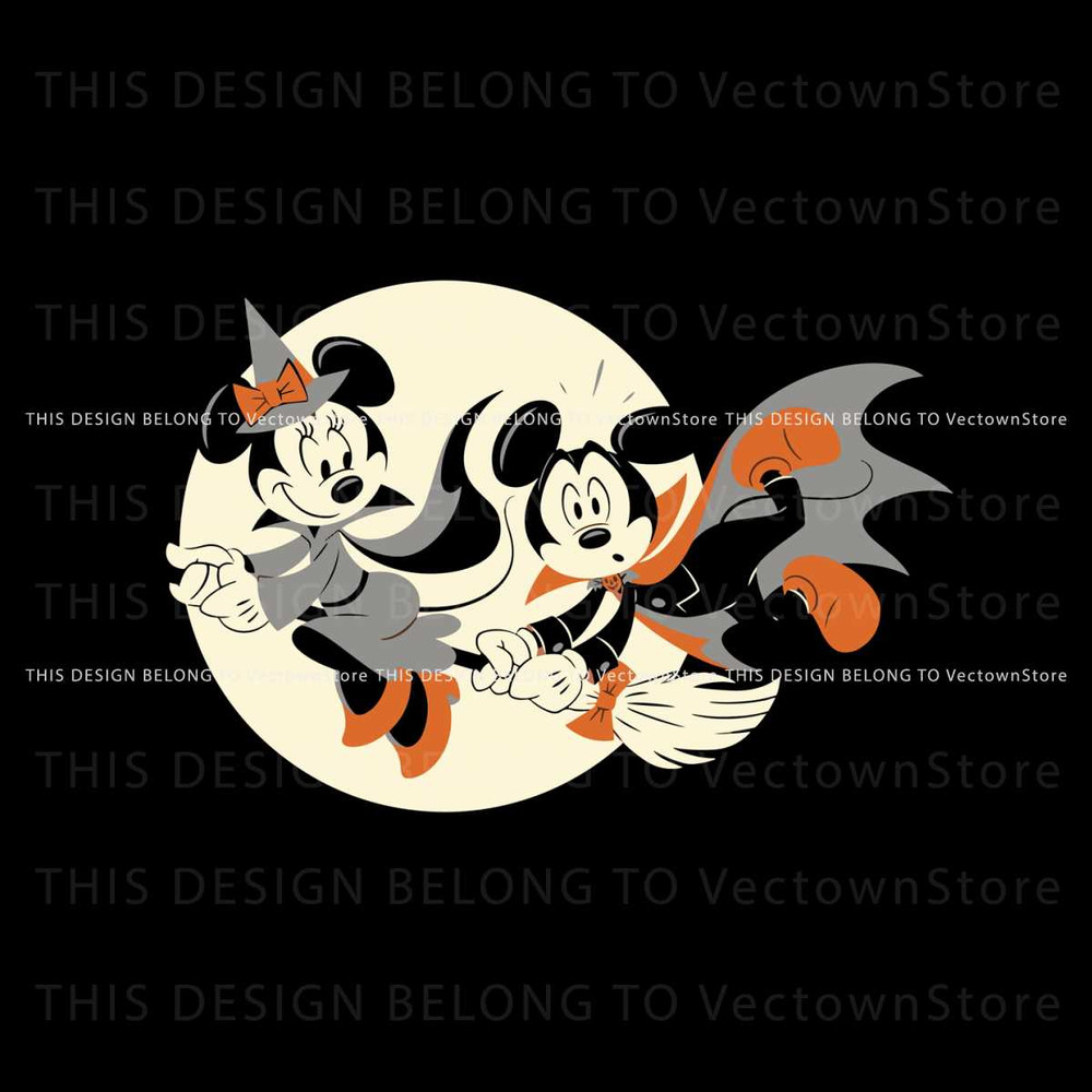 Disney Halloween Minnie Witch Flying With Mickey SVG File.jpg