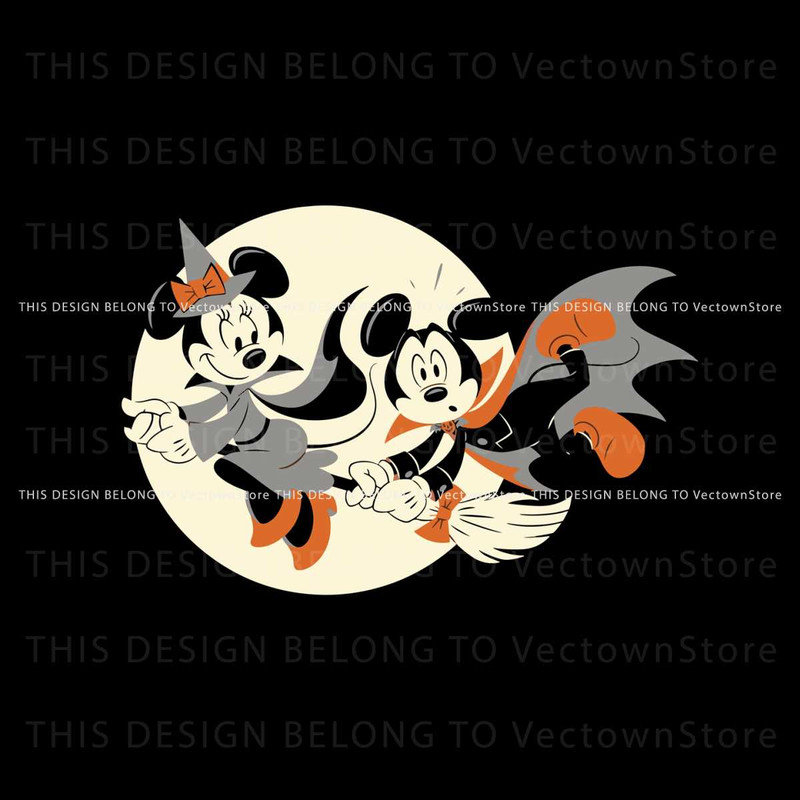 Disney Halloween Minnie Witch Flying With Mickey SVG File.jpg