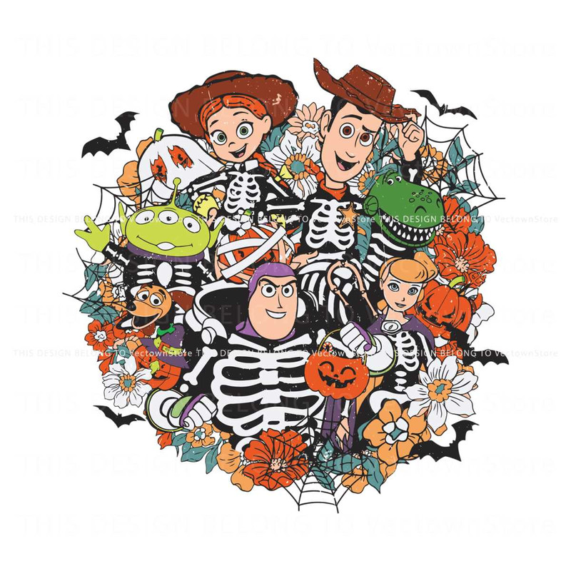 Floral Toy Story Characters Spooky Season SVG Digital Cricut File.jpg