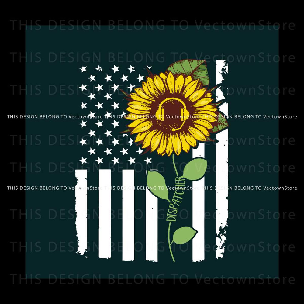 Free American Flag Dispatcher Sunflower Hippie SVG Digital File.jpg