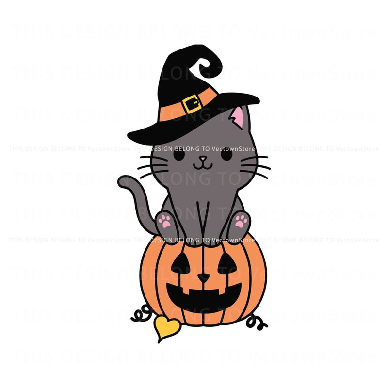 Free Black Cat Pumpkin SVG Halloween Cat Witch SVG File.jpg