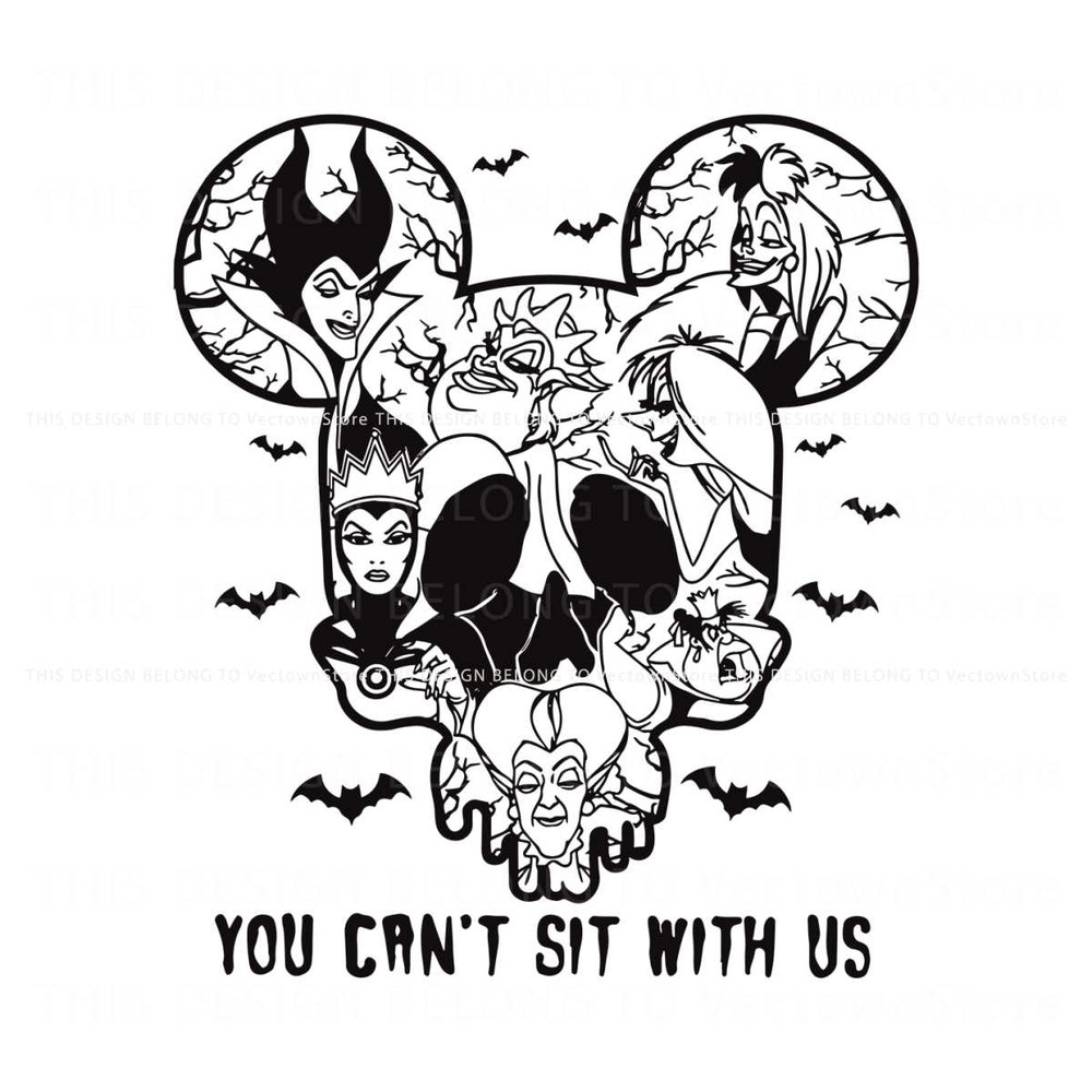 Free Disneyland Villains Halloween You Cant Sit With Us SVG File.jpg
