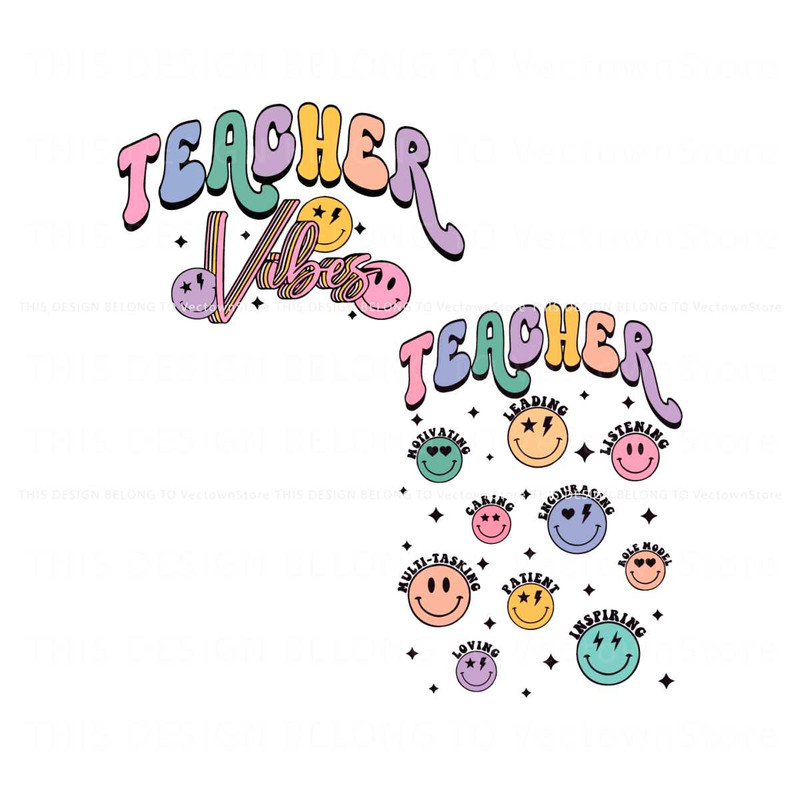 Free Retro Teacher Vibes Groovy Smiley Face SVG Cutting File.jpg