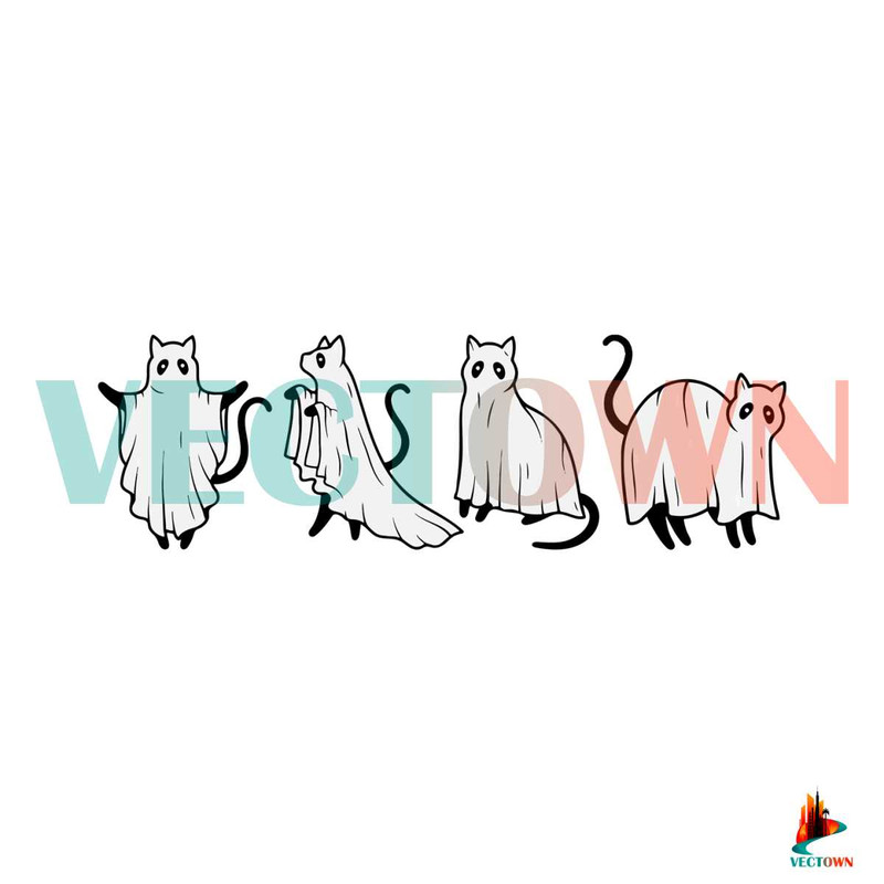 Funny Cat Halloween SVG Ghost Halloween SVG Digital File.jpg