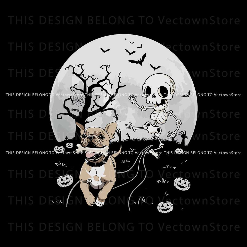 Funny French Boo Dog And Skeleton SVG Digital Cricut File.jpg