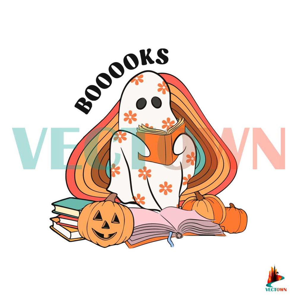 Funny Ghost Books SVG Halloween Gift For Teacher SVG File.jpg