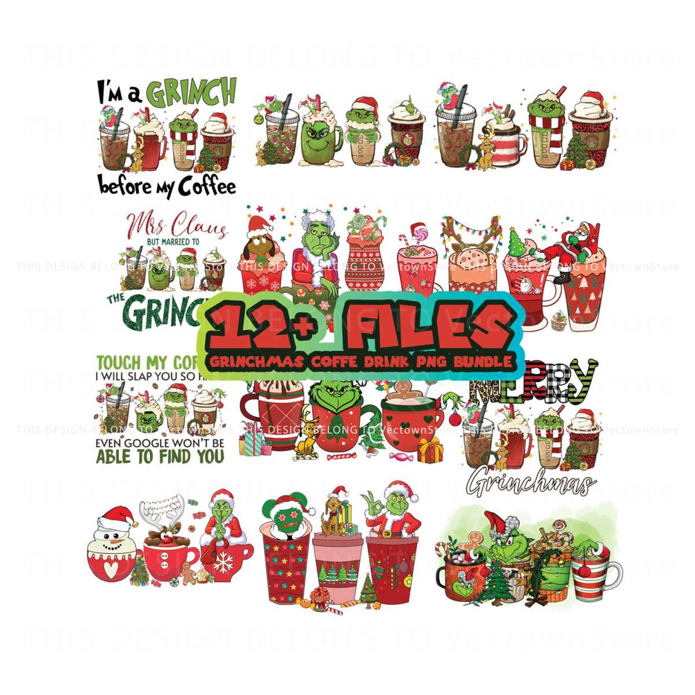 Grinch Coffee Drink PNG Merry Christmas PNG Bundle.jpg