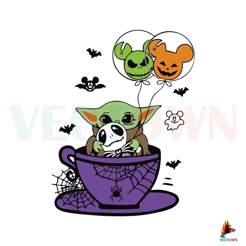 Halloween Baby Yoda Cup Balloon Best Graphic Cutting Files.jpg
