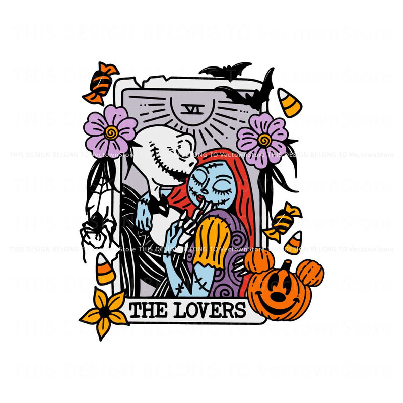 Halloween Jack And Sally Tarot Lovers SVG Graphic Design File.jpg