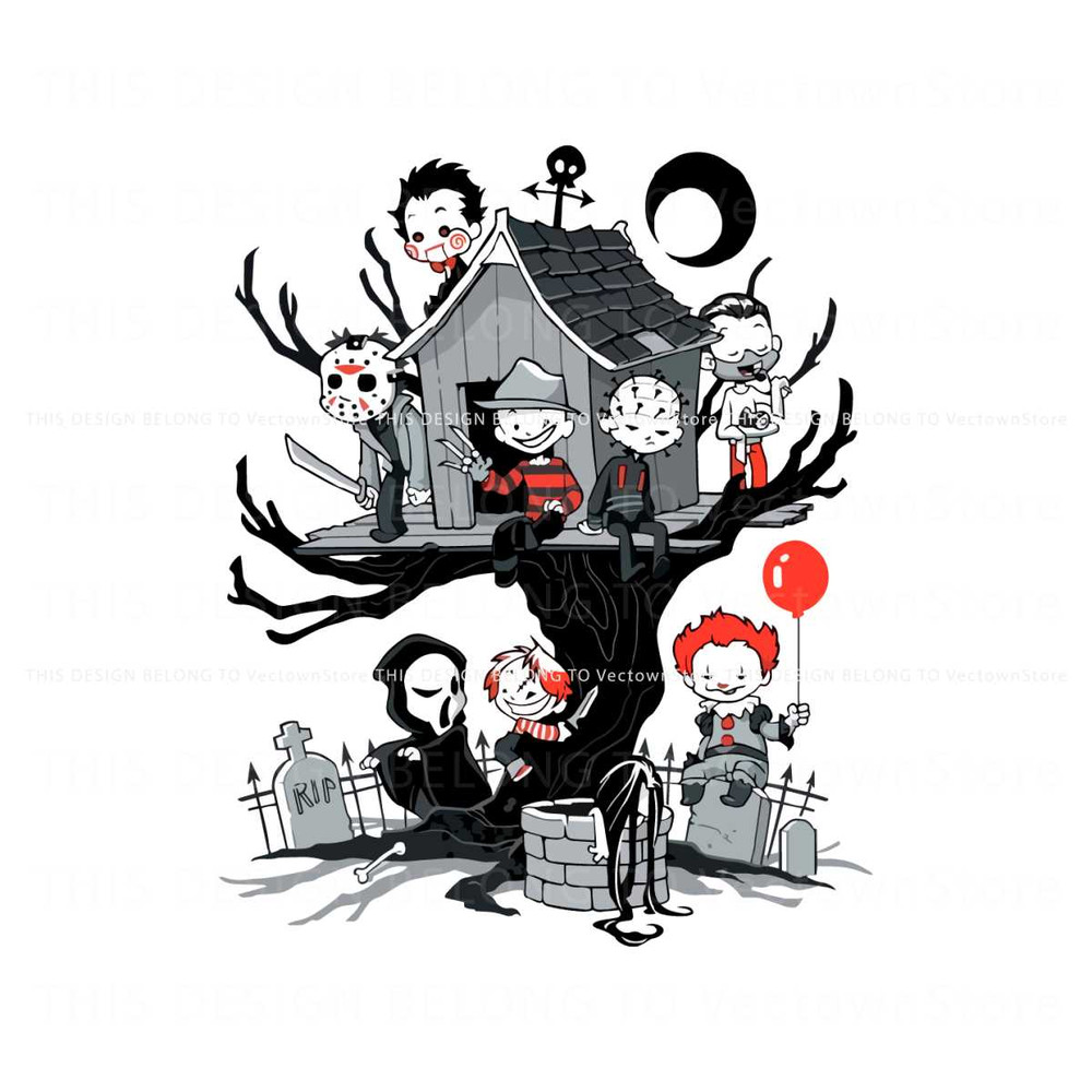 Halloween Movie Famous Killers Tree House SVG Cricut File.jpg