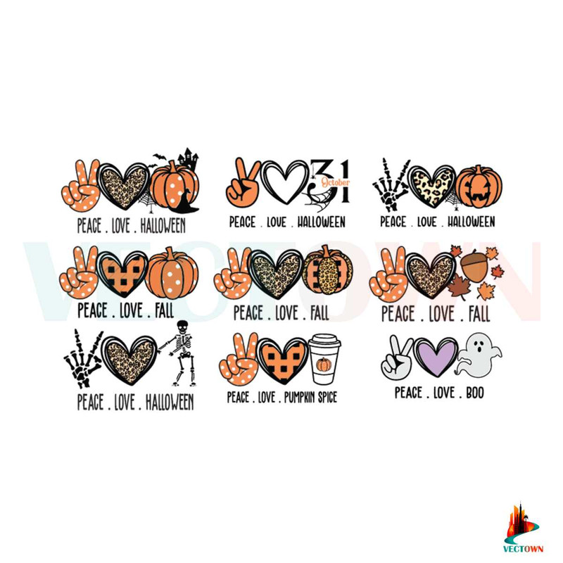 Halloween Peace Love Pumpkin Bundle Diy Crafts SVG Cricut.jpg
